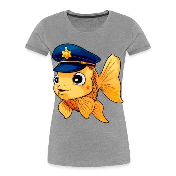 Policier poisson rouge - T-shirt bio Premium Femme - gris chiné - Devant - Mia (176cm)