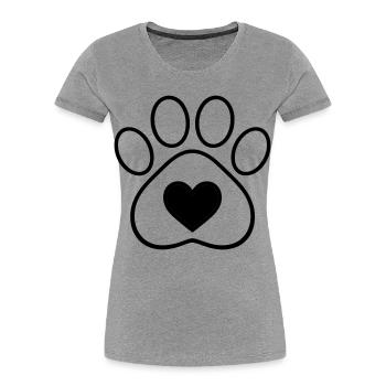 Minimal Paw Print with Heart | Animal Love Line - Women's Premium Organic T-Shirt - heather grey - Front - Mia (176cm)