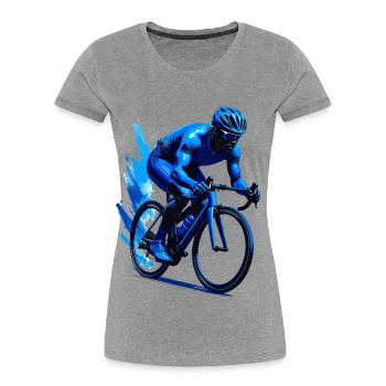 Road cyclist in blue - Women's Premium Organic T-Shirt - heather grey - Front - Mia (176cm)