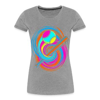 Baseball bat and ball - Women's Premium Organic T-Shirt - heather grey - Front - Mia (176cm)