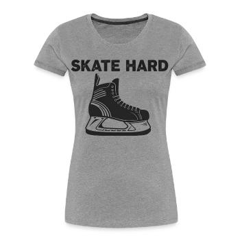 Hockey sur glace, action de palet, patinage sur glace, sports de hockey sur glace - T-shirt bio Premium Femme - gris chiné - Devant - Mia (176cm)