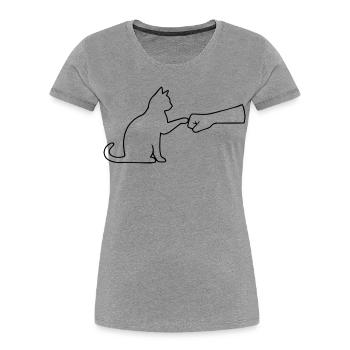 Katzenpapa Katzenliebhaber Katzen Faust Team - Frauen Premium Bio T-Shirt - Grau meliert - Vorne - Mia (176cm)