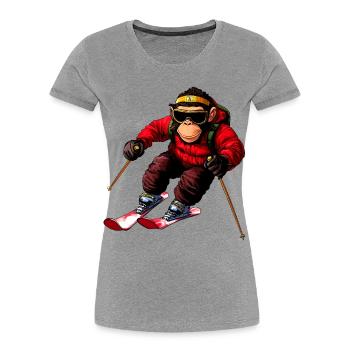 Ski de singe - T-shirt bio Premium Femme - gris chiné - Devant - Mia (176cm)