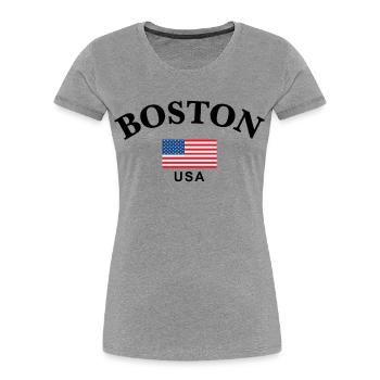 Boston, USA - Women's Premium Organic T-Shirt - heather grey - Front - Mia (176cm)