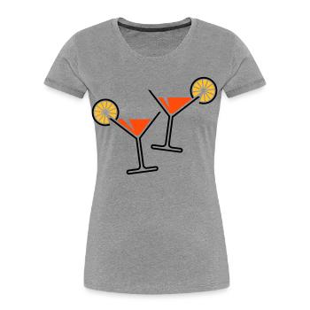 2 Cocktail Glasses / Cocktail / Martini + (Orange) - Women's Premium Organic T-Shirt - heather grey - Front - Mia (176cm)