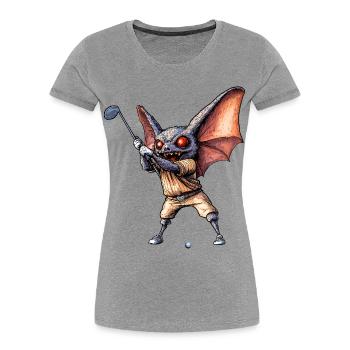 Bats Golf / Golfer Bat - Women's Premium Organic T-Shirt - heather grey - Front - Mia (176cm)