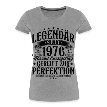 Légendaire depuis 1976 Cadeau d’anniversaire vintage - T-shirt bio Premium Femme - gris chiné - Devant - Mia (176cm)
