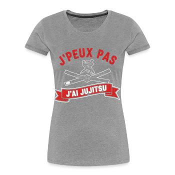 J'peux pas Jiu Jitsu T-shirt - T-shirt bio Premium Femme - gris chiné - Devant - Mia (176cm)