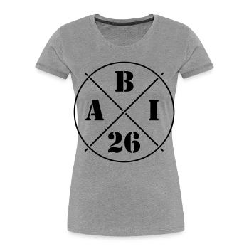 ABI 26 (Abiturient / Abitur 2026 / Symbol / Black) - Frauen Premium Bio T-Shirt - Grau meliert - Vorne - Mia (176cm)