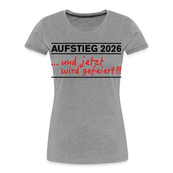 Promoted 2026: Promotion now is celebrated - Women's Premium Organic T-Shirt - heather grey - Front - Mia (176cm)