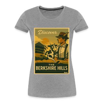 Découvrez l’affiche rétro de Berkshire Hills - T-shirt bio Premium Femme - gris chiné - Devant - Mia (176cm)
