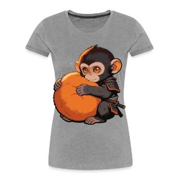 Cute Baby Monkey Gives Fist Punch Monkey Punch - Women's Premium Organic T-Shirt - heather grey - Front - Mia (176cm)
