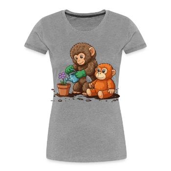 the monkey punch - Monkey Gardening - Women's Premium Organic T-Shirt - heather grey - Front - Mia (176cm)