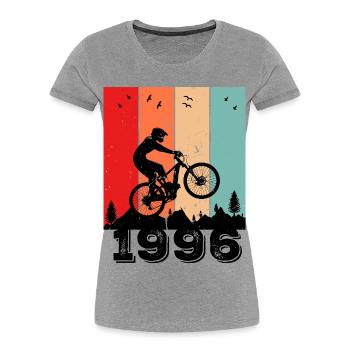 Millésime 1996 - T-shirt bio Premium Femme - gris chiné - Devant - Mia (176cm)