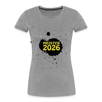 Meister 2026 Meisterschaft - Frauen Premium Bio T-Shirt - Grau meliert - Vorne - Mia (176cm)