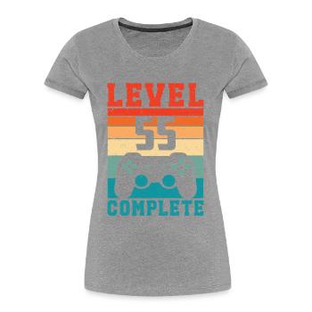 55th Birthday Level 55 Complete 55 Years Gamer - Women's Premium Organic T-Shirt - heather grey - Front - Mia (176cm)