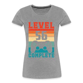 56. Geburtstag Level 56 Complete 56 Jahre Gamer - Frauen Premium Bio T-Shirt - Grau meliert - Vorne - Mia (176cm)
