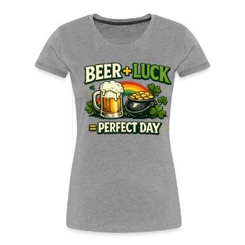 Bierglück Perfekter Tag - Frauen Premium Bio T-Shirt - Grau meliert - Vorne - Mia (176cm)