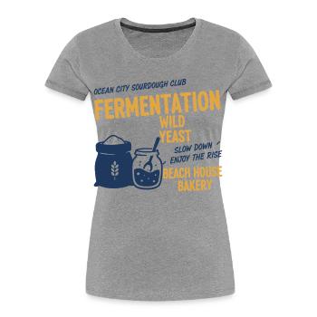 Pot de levain pâtissier Baker Pain Levain - T-shirt bio Premium Femme - gris chiné - Devant - Mia (176cm)