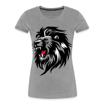 Rowing Lion Silhouette with Red Tongue - Women's Premium Organic T-Shirt - heather grey - Front - Mia (176cm)