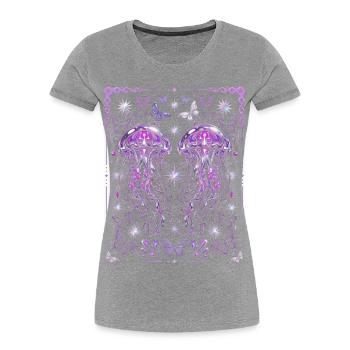 Y2K Jellyfish Aesthetic Ocean Graphic - Women's Premium Organic T-Shirt - heather grey - Front - Mia (176cm)