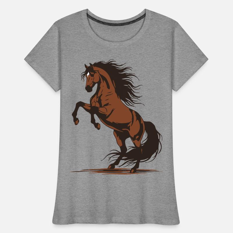 Demonstration eines wilden Reithengstes mit springendem Pferd Frauen Premium Bio T-Shirt