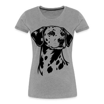 Portrait dalmatien noir - T-shirt bio Premium Femme - gris chiné - Devant - Mia (176cm)