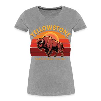 Yellowstone-Nationalpark Büffelbisons - Frauen Premium Bio T-Shirt - Grau meliert - Vorne - Mia (176cm)