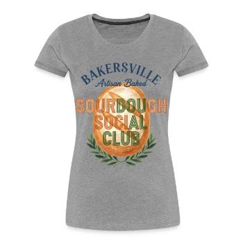 Sourdough Social Club Brotbacker-Bäcker-Ära - Frauen Premium Bio T-Shirt - Grau meliert - Vorne - Mia (176cm)