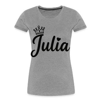 Julia Name Krone Herz Kalligraphie personalisiert - Frauen Premium Bio T-Shirt - Grau meliert - Vorne - Mia (176cm)