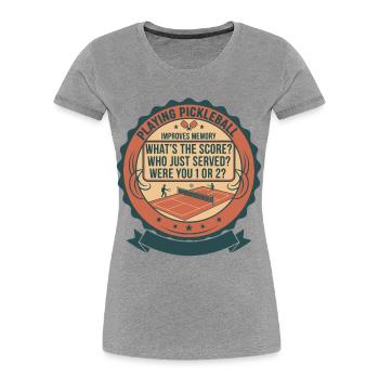 Pickleball spielt Pickleball-Platzpaddel - Frauen Premium Bio T-Shirt - Grau meliert - Vorne - Mia (176cm)