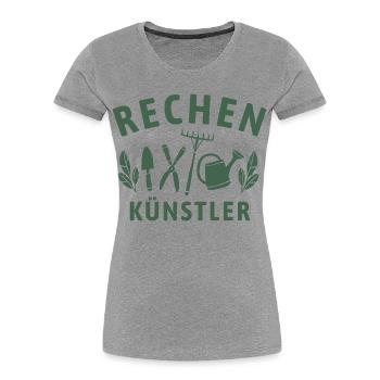 Rechen Künstler - Retro Gärtner Natur - Frauen Premium Bio T-Shirt - Grau meliert - Vorne - Mia (176cm)