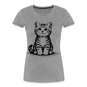 Katzenbaby_sitzend - Frauen Premium Bio T-Shirt - Grau meliert - Vorne - Mia (176cm)