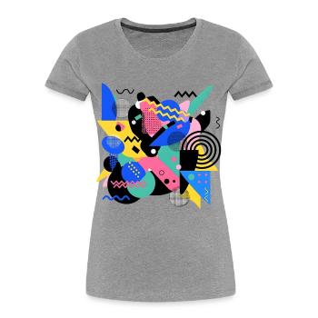 Memphis Style Pattern Retro 80s Geometry Abstract - Women's Premium Organic T-Shirt - heather grey - Front - Mia (176cm)