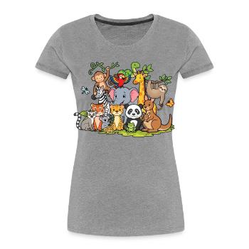Niedliche Tiere Zoo-Party Dschungel-Zoo-Geburtstag - Frauen Premium Bio T-Shirt - Grau meliert - Vorne - Mia (176cm)