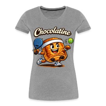 Chocolatine padel - T-shirt bio Premium Femme - gris chiné - Devant - Mia (176cm)