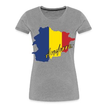 Karte mit der Flagge von Andorra, ich liebe Andorra - Frauen Premium Bio T-Shirt - Grau meliert - Vorne - Mia (176cm)