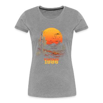 Millésime 1986 - T-shirt bio Premium Femme - gris chiné - Devant - Mia (176cm)