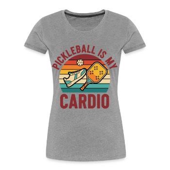 Pickleball ist mein lustiger Cardio-Pickleball-Spieler - Frauen Premium Bio T-Shirt - Grau meliert - Vorne - Mia (176cm)