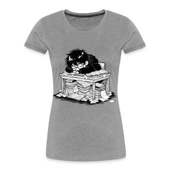 Student Out of Bed Sleep Office Books - Women's Premium Organic T-Shirt - heather grey - Front - Mia (176cm)