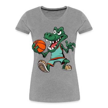 Basketballer Krokodil - Frauen Premium Bio T-Shirt - Grau meliert - Vorne - Mia (176cm)