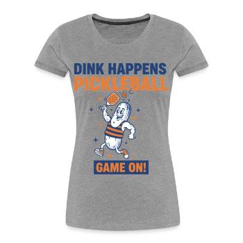 Pickleball-Dink passiert ein lustiges Spielerspiel - Frauen Premium Bio T-Shirt - Grau meliert - Vorne - Mia (176cm)
