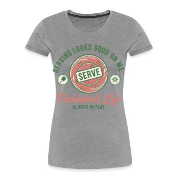 Pickleball-lustiger Spieler liebt Pickleball-Platz - Frauen Premium Bio T-Shirt - Grau meliert - Vorne - Mia (176cm)