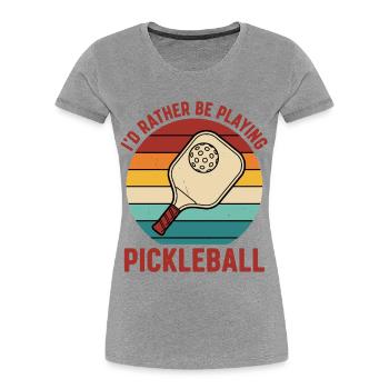 Pickleball würde lieber lustige Spielerliebe spielen - Frauen Premium Bio T-Shirt - Grau meliert - Vorne - Mia (176cm)