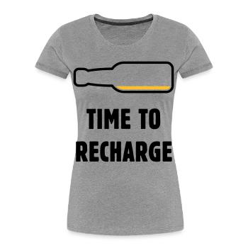 Time To Recharge (Beer / Beer / POS 2C) - Women's Premium Organic T-Shirt - heather grey - Front - Mia (176cm)
