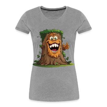 Baumriese mit breitem Grinsen - Frauen Premium Bio T-Shirt - Grau meliert - Vorne - Mia (176cm)
