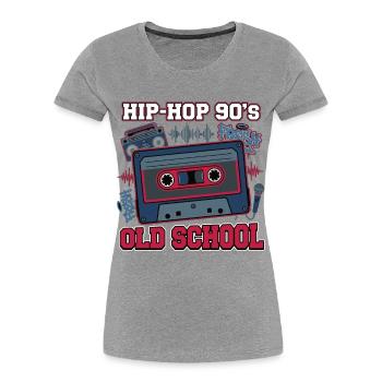 Hip Hop 90s Oldschool Cassette Retro - Women's Premium Organic T-Shirt - heather grey - Front - Mia (176cm)