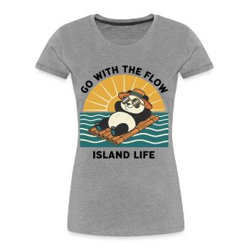 Panda Go With The Flow Island Life Zen - Frauen Premium Bio T-Shirt - Grau meliert - Vorne - Mia (176cm)