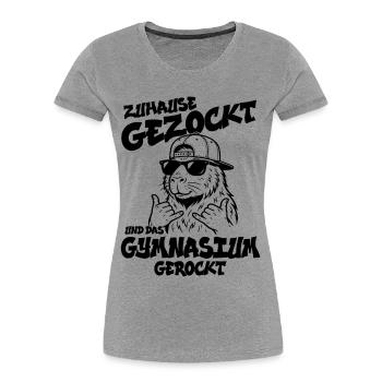 Zuhause gezockt Gymnasium gerockt Capybara Abitur - Frauen Premium Bio T-Shirt - Grau meliert - Vorne - Mia (176cm)