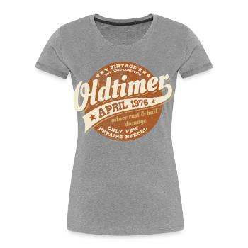 Classic Car April 1976 - Birthday - Gift - Women's Premium Organic T-Shirt - heather grey - Front - Mia (176cm)